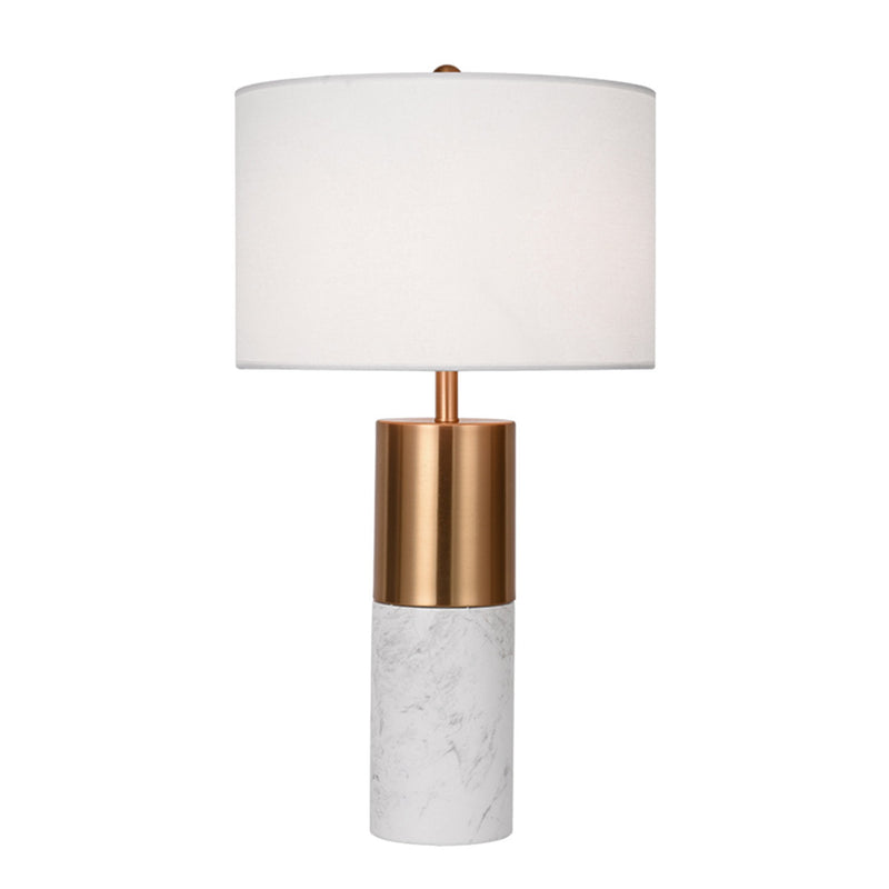 60cm White Marble Bedside Modern Desk Table Lamp Living Room Shade with Cylinder Base