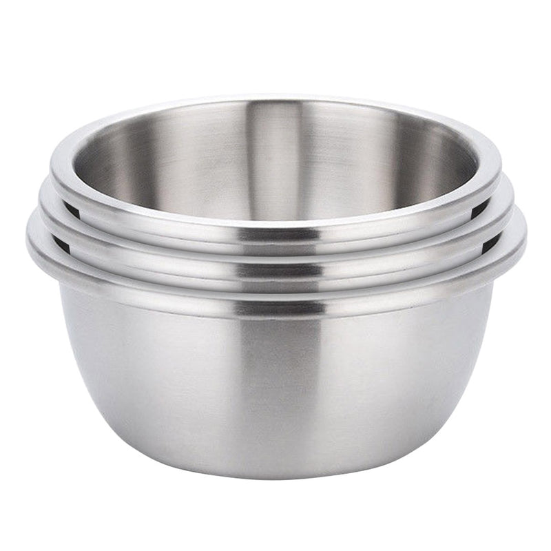 3Pcs Deepen Matte Stainless Steel Stackable Baking Washing Mixing Bowls Set Food Storage Basin