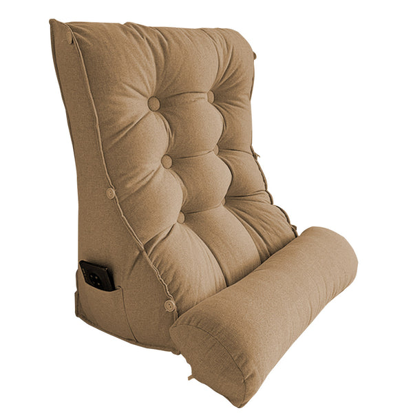 60cm Khaki Triangular Wedge Lumbar Pillow Headboard Backrest Sofa Bed Cushion Home Decor