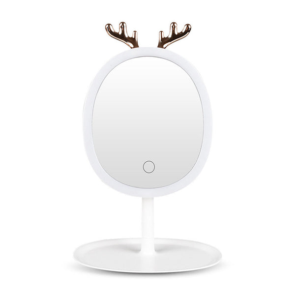 White Antler LED Light Makeup Mirror Tabletop Vanity Home Decor