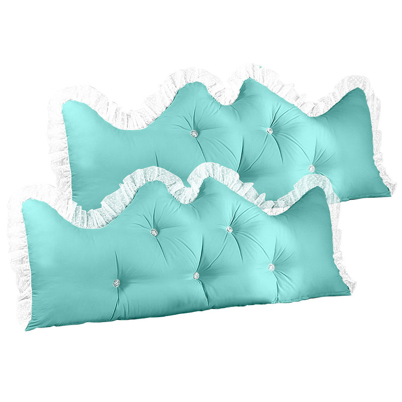 2X 150cm Light Blue Princess Bed Pillow Headboard Backrest Bedside Tatami Sofa Cushion with Ruffle Lace Home Decor