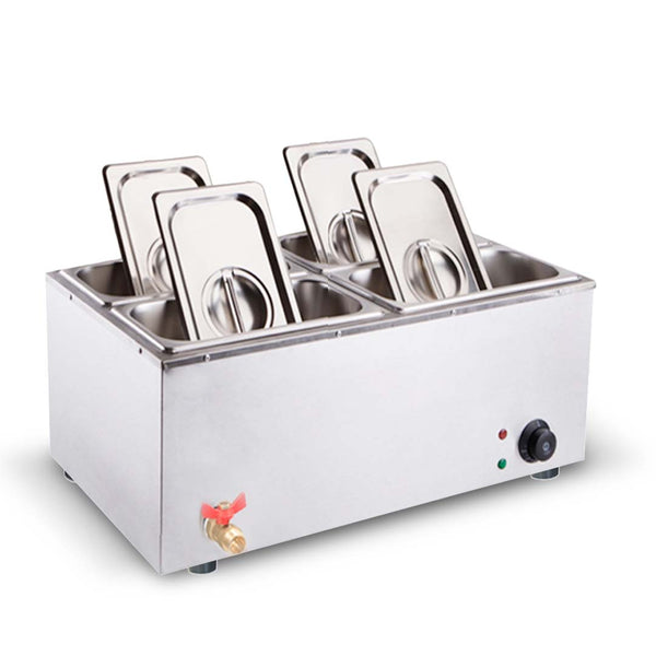 Stainless Steel 4 X 1/2 GN Pan Electric Bain-Marie Food Warmer with Lid