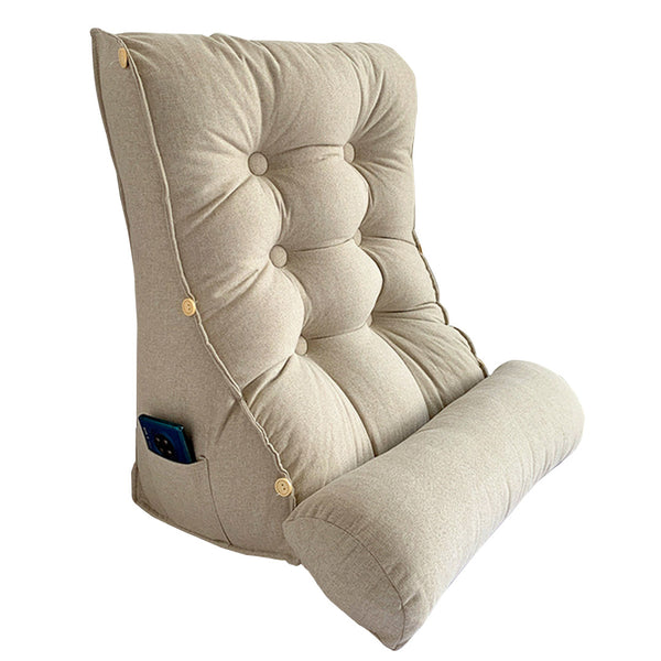60cm White Triangular Wedge Lumbar Pillow Headboard Backrest Sofa Bed Cushion Home Decor