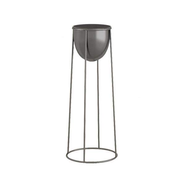 70cm Round Wire Metal Flower Pot Stand with Black Flowerpot Holder Rack Display