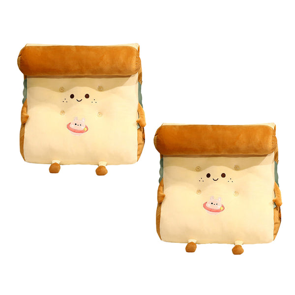 2X Smiley Face Toast Bread Wedge Cushion Stuffed Plush Cartoon Back Support Pillow Home Decor