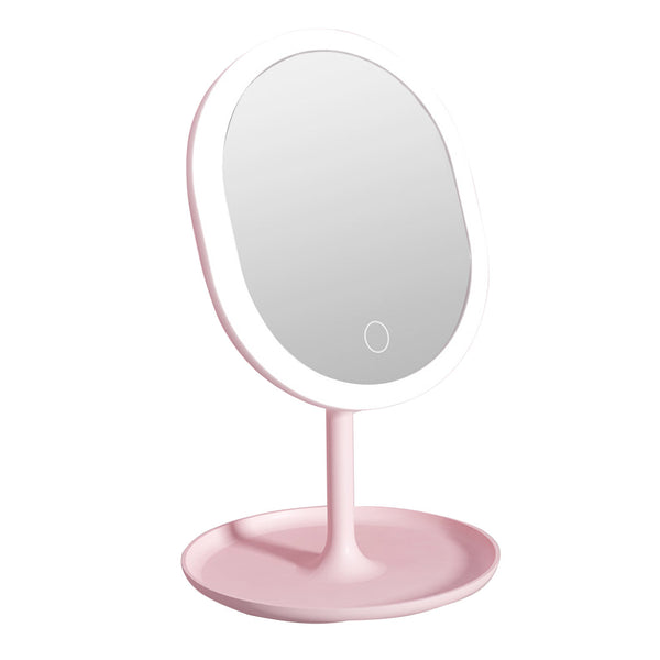 20cm Pink Rechargeable LED Light Makeup Mirror Tabletop Vanity Home Decor