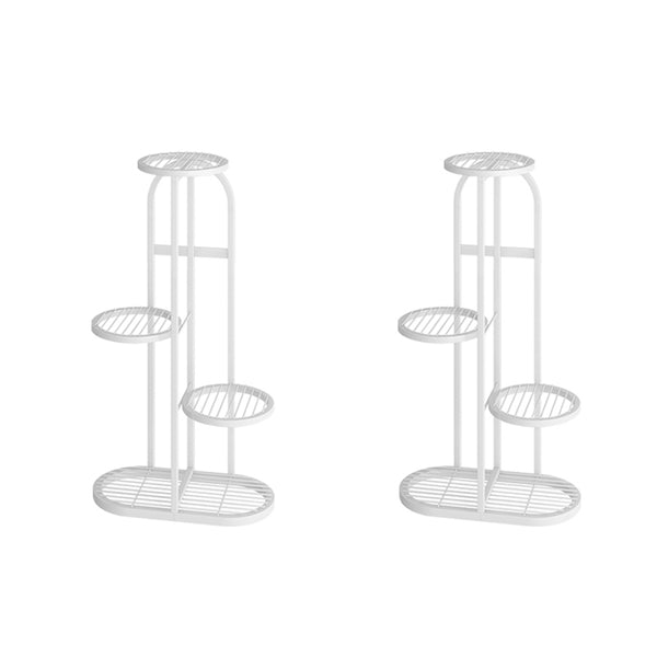 2X 4 Tier 5 Pots White Round Metal Plant Rack Flowerpot Storage Display Stand Holder Home Garden Decor