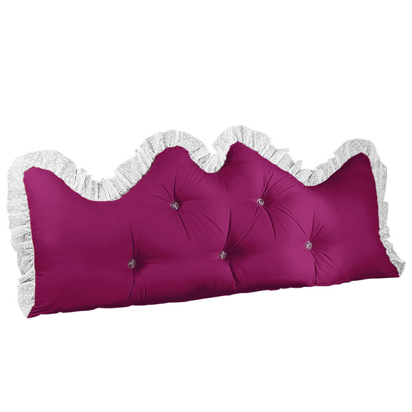 180cm Burgundy Princess Bed Pillow Headboard Backrest Bedside Tatami Sofa Cushion with Ruffle Lace Home Decor