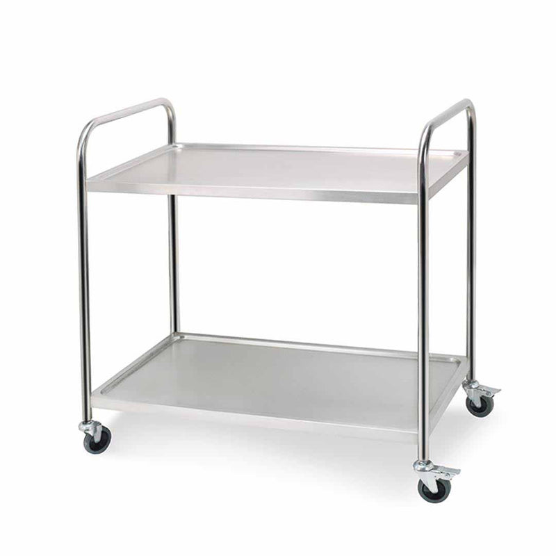 2 Tier 86x54x94cm Stainless Steel Kitchen Dinning Food Cart Trolley Utility Round Large