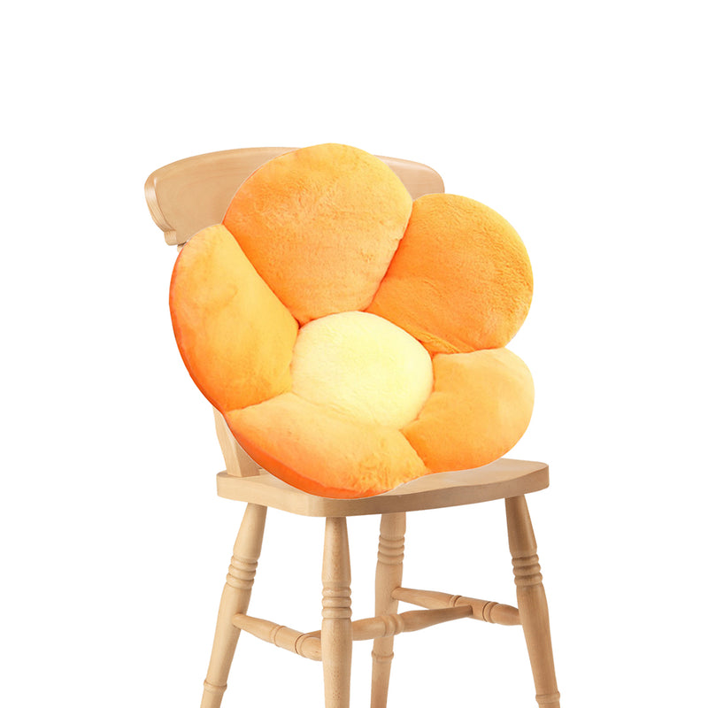 Orange Whimsical Big Flower Shape Cushion Soft Leaning Bedside Pad Floor Plush Pillow Home Decor