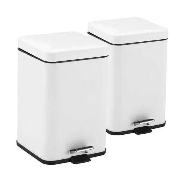 2X 12L Foot Pedal Stainless Steel Rubbish Recycling Garbage Waste Trash Bin Square White
