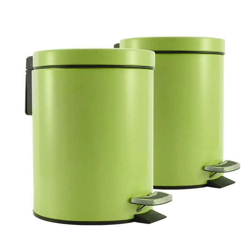 2X Foot Pedal Stainless Steel Rubbish Recycling Garbage Waste Trash Bin Round 12L Green