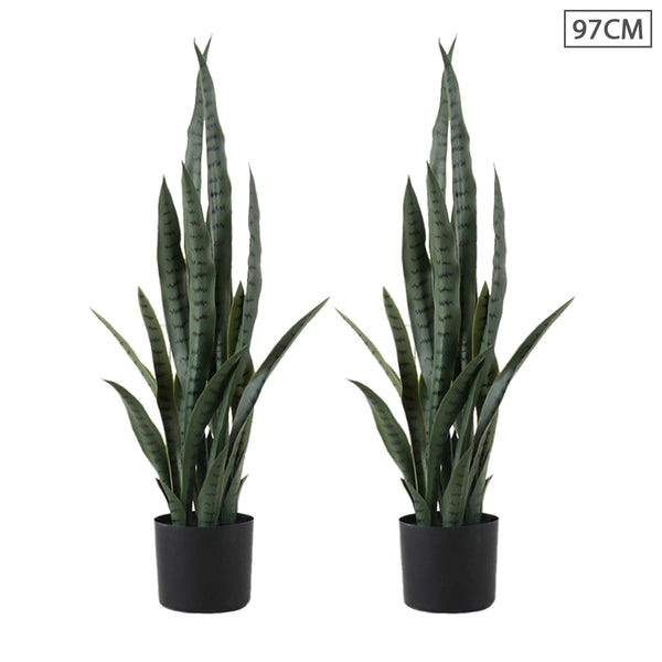 2X 97cm Artificial Indoor Snake Sansevieria Plant Fake Decoration Tree Flower Pot