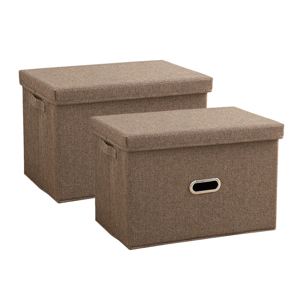 2X Coffee Large Foldable Canvas Storage Box Cube Clothes Basket Organiser Home Decorative Box