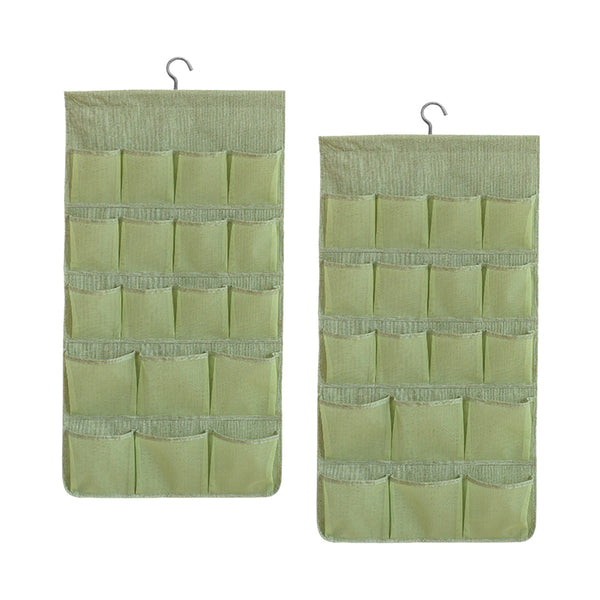 2X Green Double Sided Hanging Storage Bag Underwear Bra Socks Mesh Pocket Hanger Home Organiser