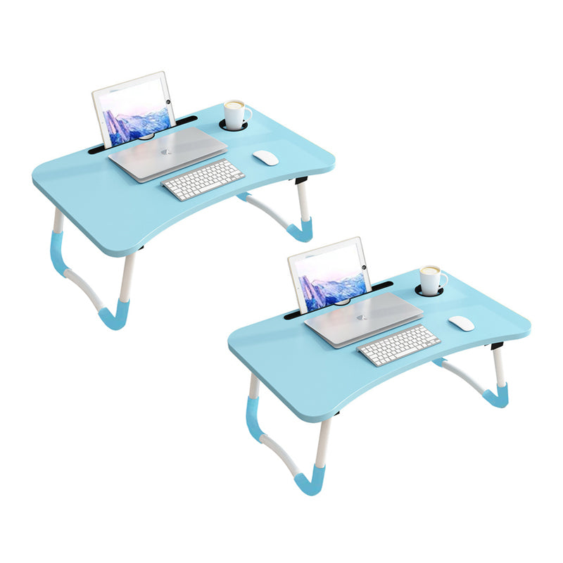 2X Blue Portable Bed Table Adjustable Foldable Bed Sofa Study Table Laptop Mini Desk with Notebook Stand Cup Slot Home Decor