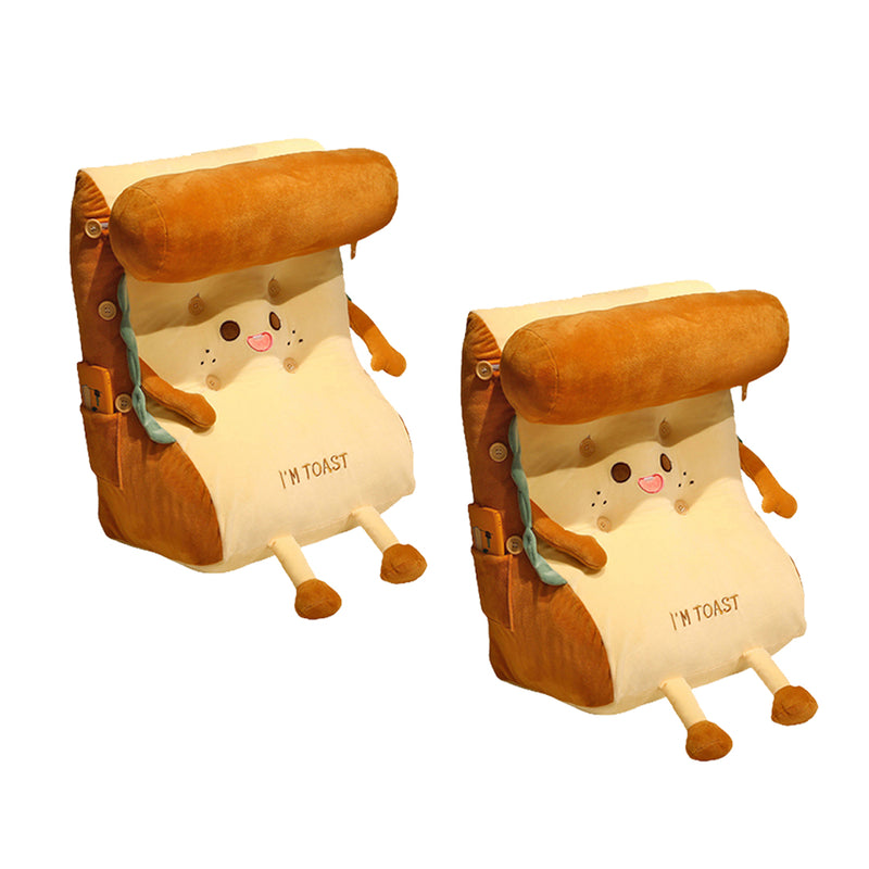2X Cute Face Toast Bread Wedge Cushion Stuffed Plush Cartoon Back Support Pillow Home Decor