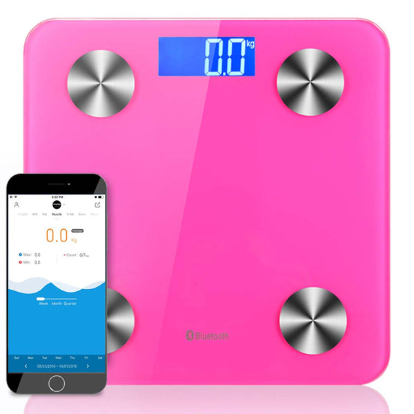 Wireless Bluetooth Digital Body Fat Scale Bathroom Health Analyser Weight Pink
