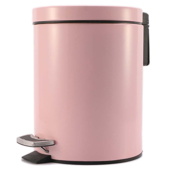 Foot Pedal Stainless Steel Rubbish Recycling Garbage Waste Trash Bin Round 12L Pink