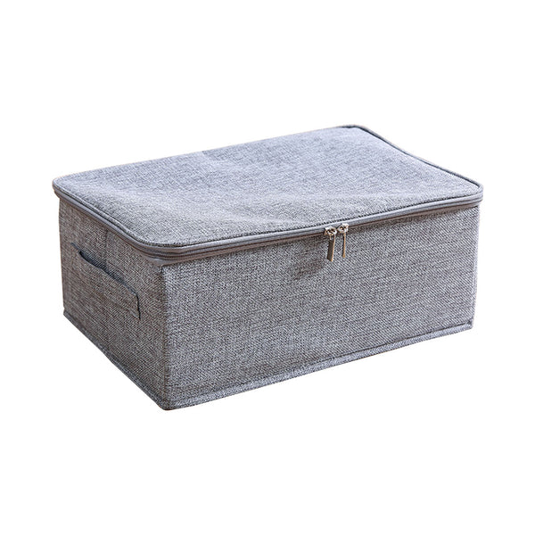 Grey Small Portable Double Zipper Storage Box Moisture Proof Clothes Basket Foldable Home Organiser