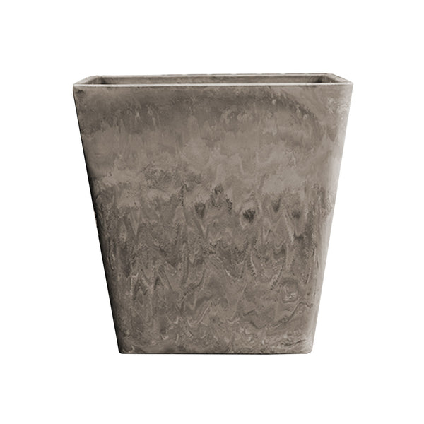 27cm Sand Grey Square Resin Plant Flower Pot in Cement Pattern Planter Cachepot for Indoor Home Office