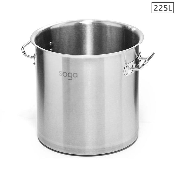 Stock Pot 225L Top Grade Thick Stainless Steel Stockpot 18/10 Without Lid