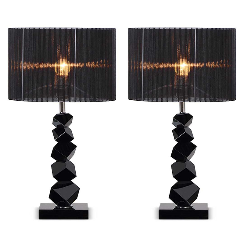 2X 55cm Black Table Lamp with Dark Shade LED Desk Lamp