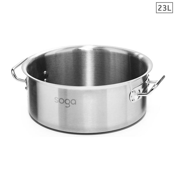 Stock Pot 23L Top Grade Thick Stainless Steel Stockpot 18/10 Without Lid