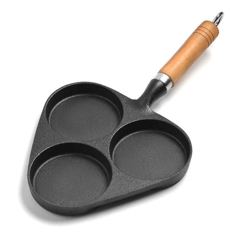 3 Mold Cast Iron Breakfast Fried Egg Pancake Omelette Fry Pan