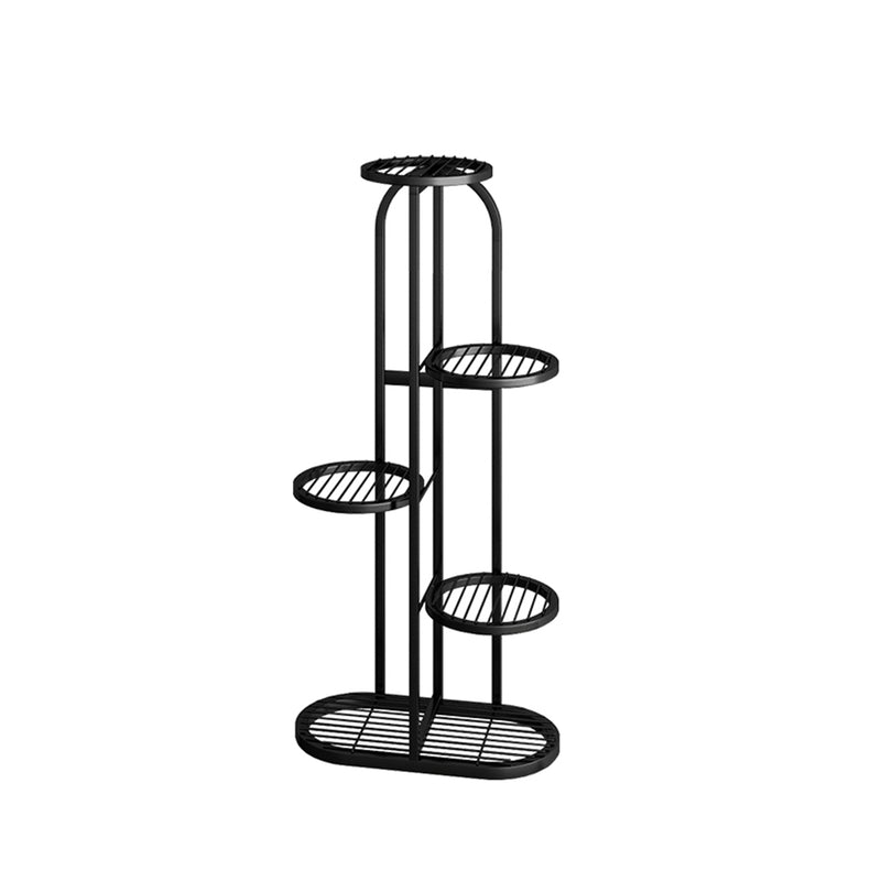 5 Tier 6 Pots Black Round Metal Plant Rack Flowerpot Storage Display Stand Holder Home Garden Decor