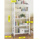 5 Tier Steel White Foldable Display Stand Multi-Functional Shelves Portable Storage Organizer with Wheels