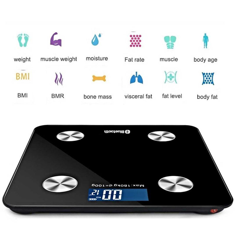 Wireless Bluetooth Digital Body Fat Scale Bathroom Health Analyser Weight Black