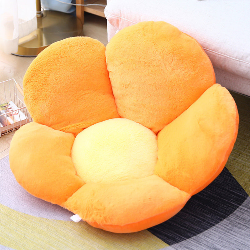 Orange Whimsical Big Flower Shape Cushion Soft Leaning Bedside Pad Floor Plush Pillow Home Decor