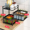 2 Tier Steel Square Rotating Kitchen Cart Multi-Functional Shelves Portable Storage Organizer with Wheels