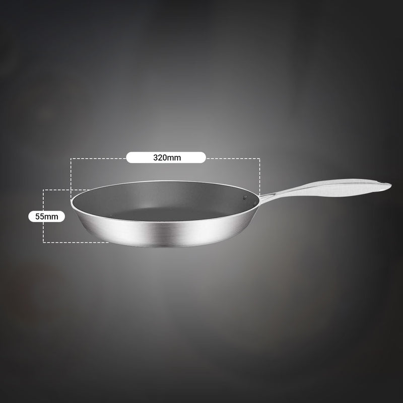 Stainless Steel Fry Pan 32cm Frying Pan Induction FryPan Non Stick Interior