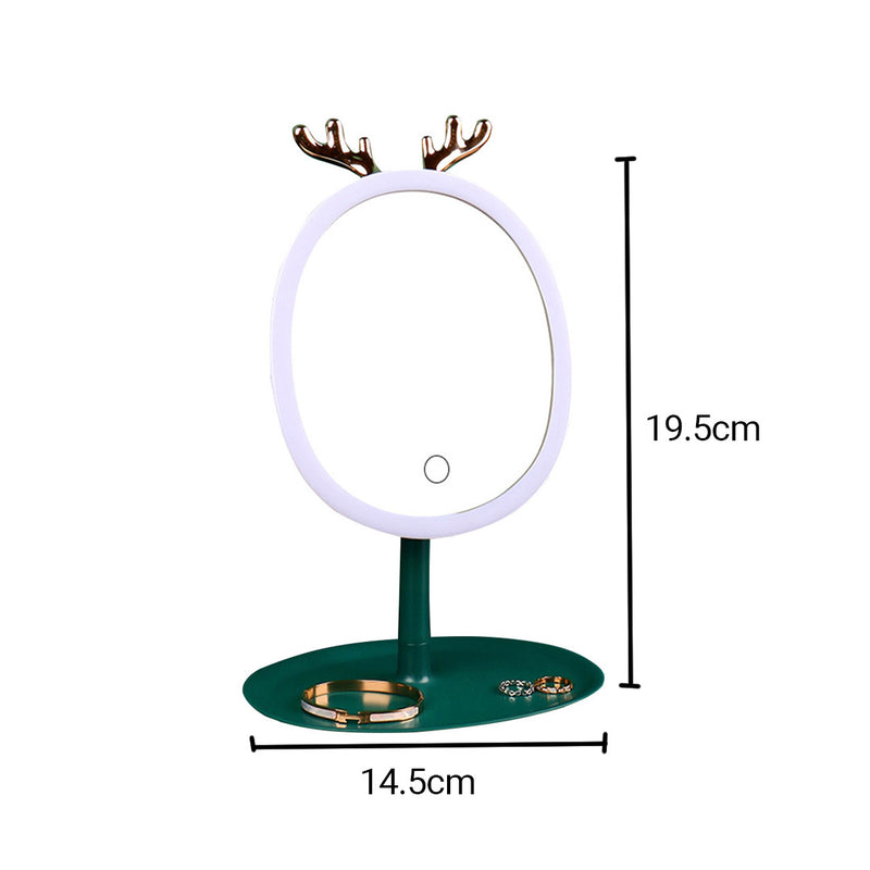 Green Antler LED Light Makeup Mirror Tabletop Vanity Home Decor