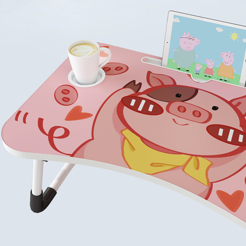 Cute Pig Design Portable Bed Table Adjustable Foldable Bed Sofa Study Table Laptop Mini Desk with Drawer and Cup Slot Home Decor