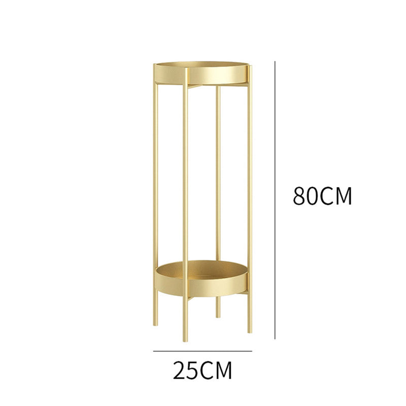 2 Layer 80cm Gold Metal Plant Stand Flower Pot Holder Corner Shelving Rack Indoor Display