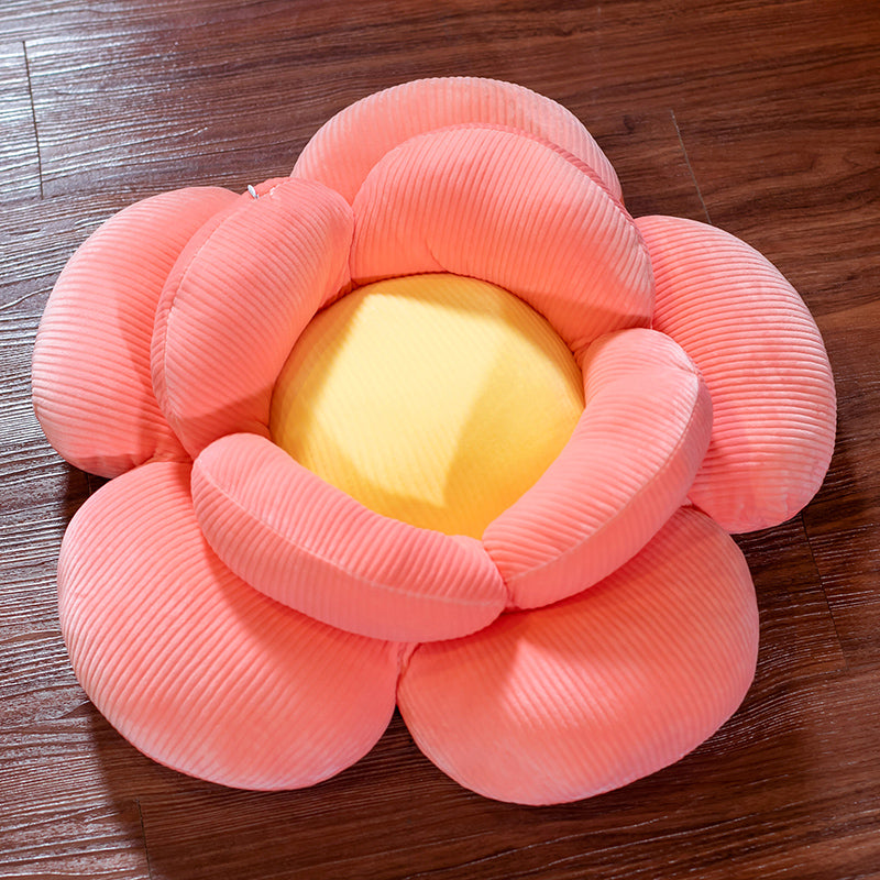 2X Red Double Flower Shape Cushion Soft Bedside Floor Plush Pillow Home Decor