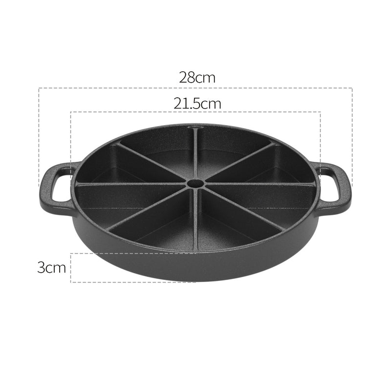 21.5CM Round Cast Iron Baking Wedge Pan Cornbread Cake 8-Slice Baking Dish with Handle