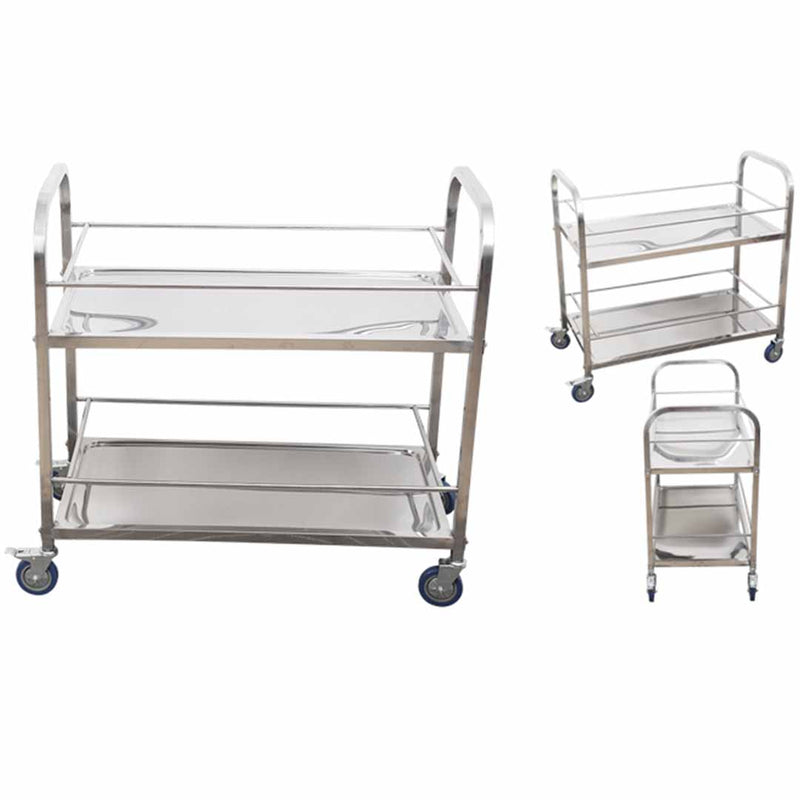 2 Tier 85x45x90cm Stainless Steel Drink Wine Food Utility Cart Medium