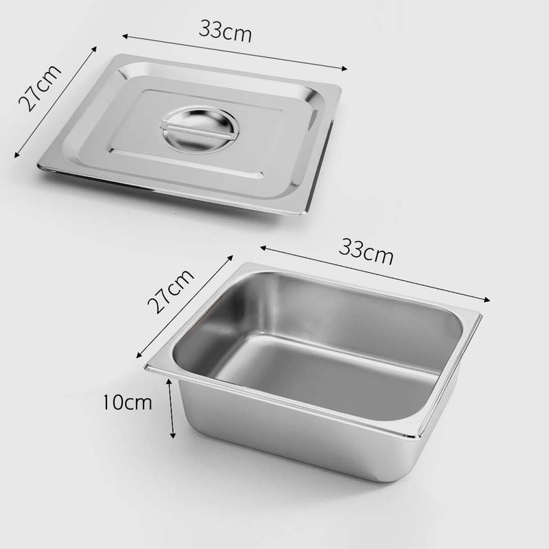 Gastronorm GN Pan Full Size 1/2 GN Pan 10cm Deep Stainless Steel Tray With Lid