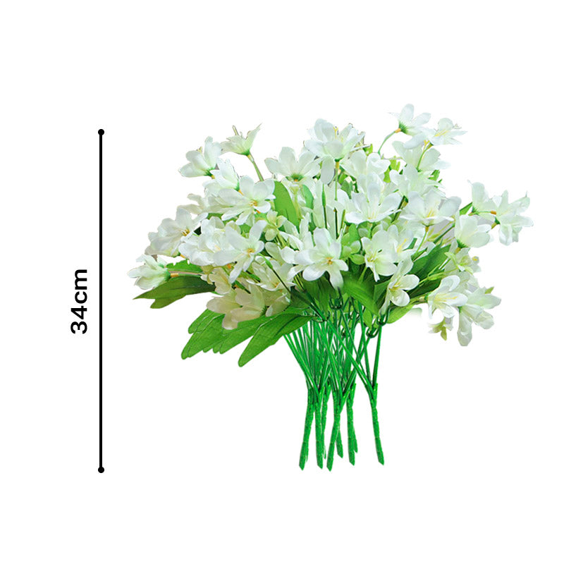 10 Bunch Artificial Silk Lilium nanum 6 Heads Flower Fake Bridal Bouquet Table Decor White