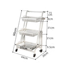 3 Tier Steel White Adjustable Kitchen Cart Multi-Functional Shelves Portable Storage Organizer with Wheels
