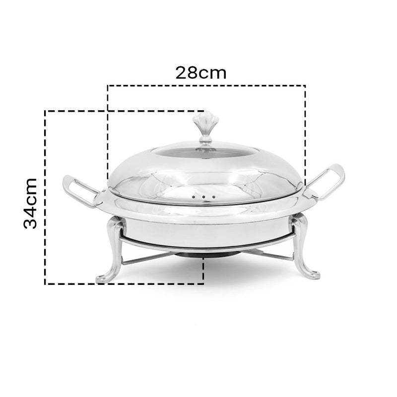 Stainless Steel Round Buffet Chafing Dish Cater Food Warmer Chafer with Glass Top Lid