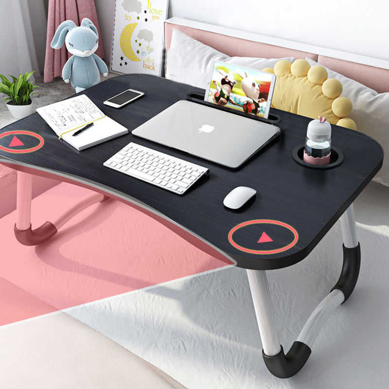 Black Portable Bed Table Adjustable Foldable Bed Sofa Study Table Laptop Mini Desk with Notebook Stand Cup Slot Home Decor