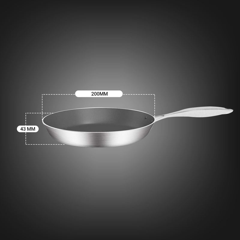 Stainless Steel Fry Pan 20cm Frying Pan Induction FryPan Non Stick Interior