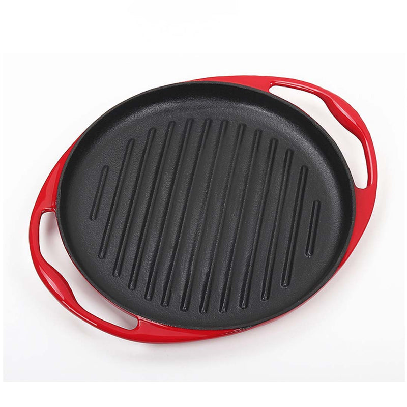 Enamel Porcelain 26cm Cast Iron Frying Pan Skillet Non-stick Coating Steak Sizzle Platter