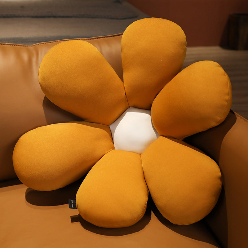 Coffee Daisy Flower Shape Cushion Soft Leaning Bedside Pad Floor Plush Pillow Home Decor