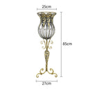 85cm Clear Glass Tall Floor Vase with 12pcs Artificial Fake Flower Set
